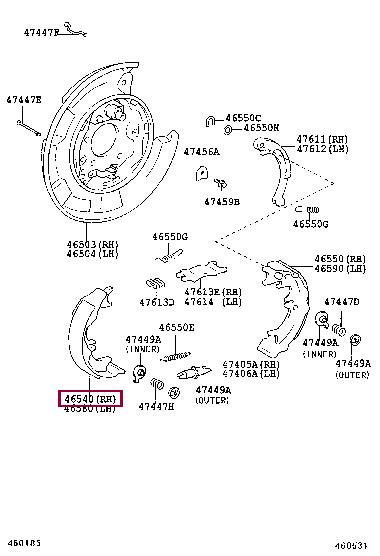 Toyota 46540-48020 Parking brake shoe 4654048020: Buy near me at 2407.PL in Poland at an Affordable price!