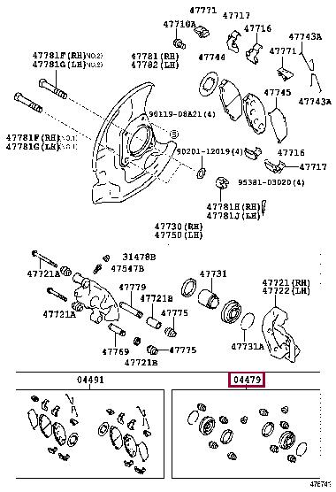 Toyota 04479-26030 Repair Kit, brake caliper 0447926030: Buy near me in Poland at 2407.PL - Good price!