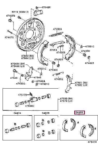 Toyota 04495-52010 Drum brake shoe 0449552010: Buy near me in Poland at 2407.PL - Good price!