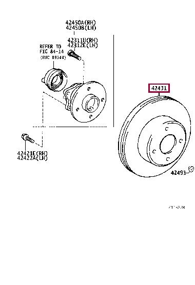 Toyota 42431-02071 Brake disc 4243102071: Buy near me in Poland at 2407.PL - Good price!