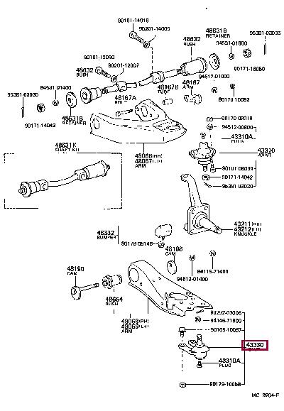 Toyota 43330-29545 Ball joint 4333029545: Buy near me in Poland at 2407.PL - Good price!