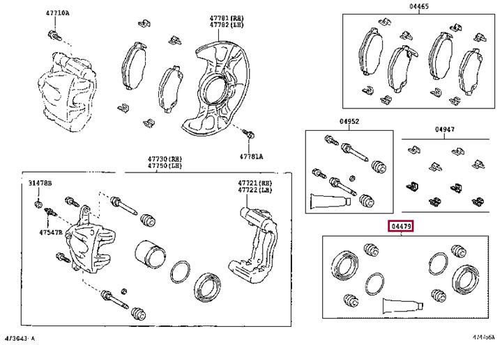 Toyota 04478-05010 Ремкомплект тормозного суппорта 0447805010: Отличная цена - Купить в Польше на 2407.PL!