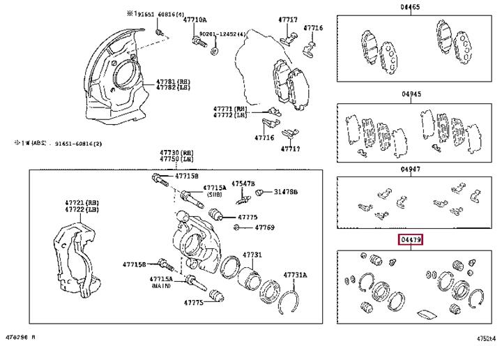 Toyota 04479-26060 Zestaw naprawczy, zacisk hamulca 0447926060: Dobra cena w Polsce na 2407.PL - Kup Teraz!