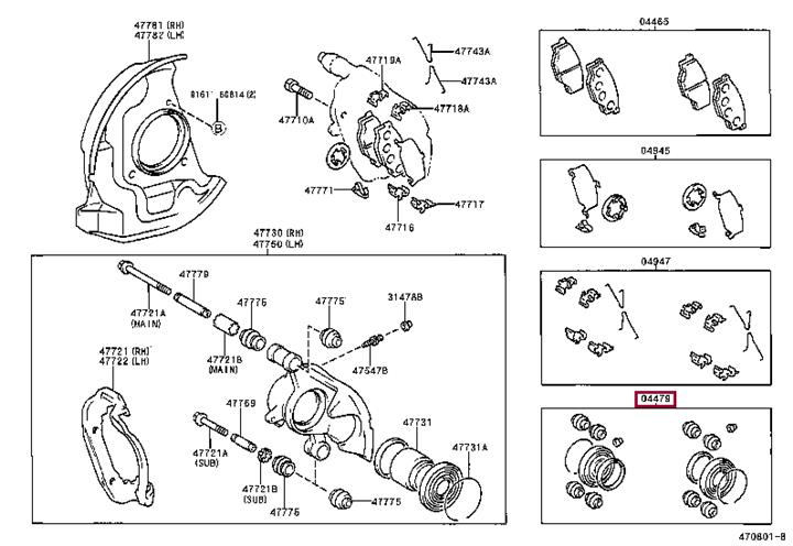 Toyota 04479-35050 Ремкомплект гальмівного супорта 0447935050: Приваблива ціна - Купити у Польщі на 2407.PL!