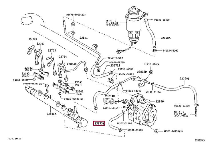 Toyota 23273-33060 Hose, fuel system pressure tester 2327333060: Buy near me in Poland at 2407.PL - Good price!