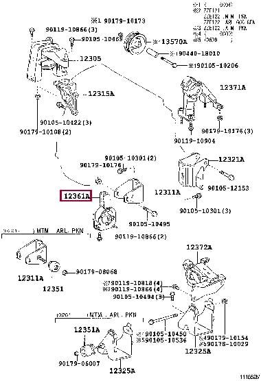 Toyota 12361-0D040 Подушка двигателя 123610D040: Отличная цена - Купить в Польше на 2407.PL!