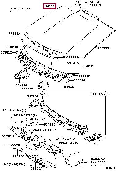 Toyota 56101-47905 GLASS SUB-ASSY,WINDS 5610147905: Buy near me in Poland at 2407.PL - Good price!