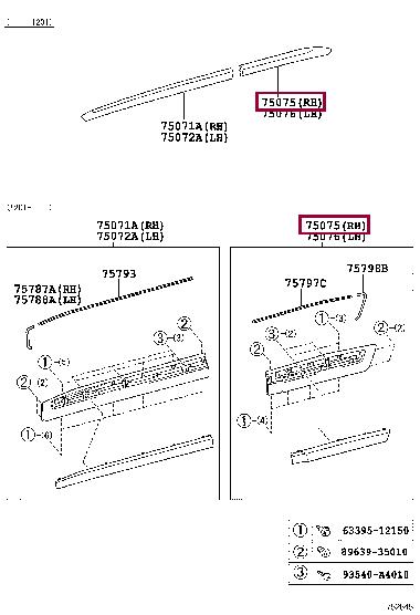 Toyota 75075-60090-C0 Listwa tylnych prawych drzwi 7507560090C0: Dobra cena w Polsce na 2407.PL - Kup Teraz!