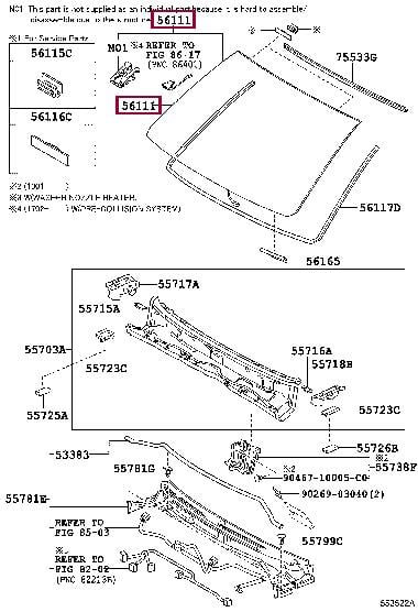 Toyota 56101-60906 Szyba przednia 5610160906: Dobra cena w Polsce na 2407.PL - Kup Teraz!