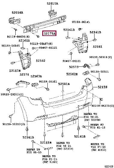 Toyota 52023-12240 Rear bumper reinforcement 5202312240: Buy near me in Poland at 2407.PL - Good price!