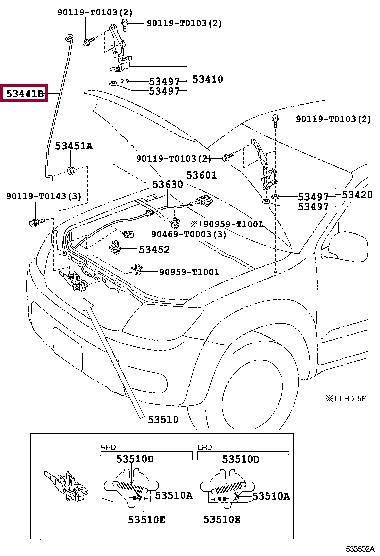 Toyota 53441-0K030 Uchwyt kaptur 534410K030: Dobra cena w Polsce na 2407.PL - Kup Teraz!