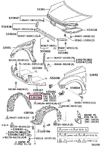 Toyota 53875-42050 Inner wing panel 5387542050: Buy near me in Poland at 2407.PL - Good price!
