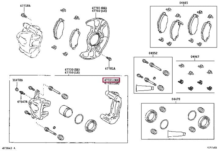 Toyota 47721-05050 Wspornik przednego zacisku hamulcowego prawego 4772105050: Dobra cena w Polsce na 2407.PL - Kup Teraz!