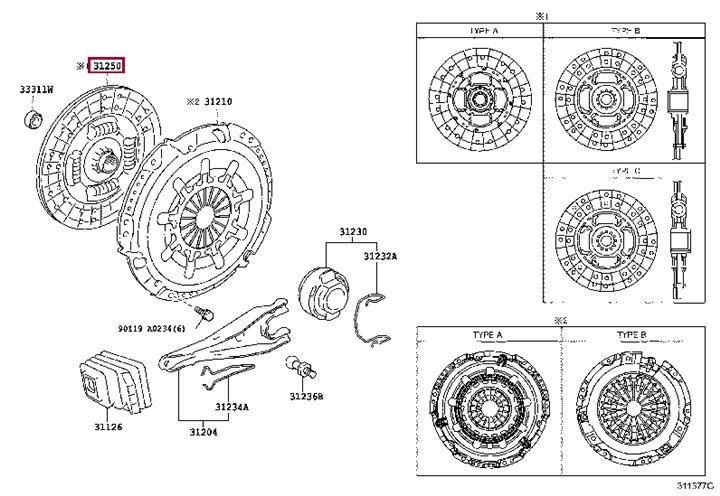 Toyota 31250-34010 Clutch disc 3125034010: Buy near me in Poland at 2407.PL - Good price!