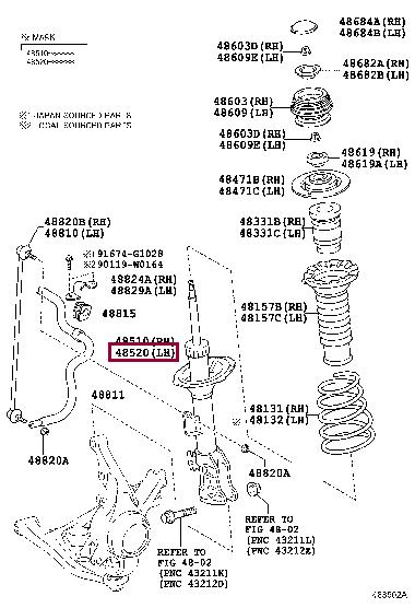 Toyota 48520-0D260 Amortyzator przedni lewy 485200D260: Dobra cena w Polsce na 2407.PL - Kup Teraz!