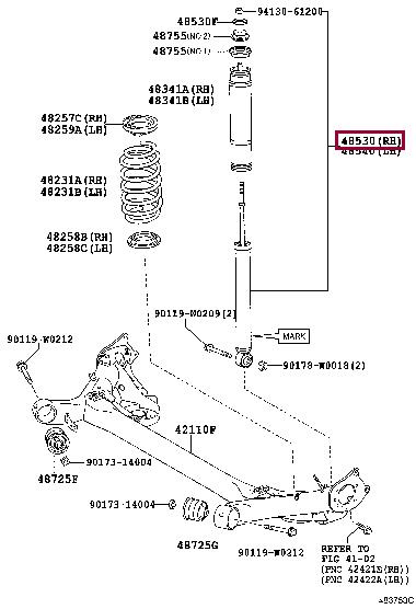 Toyota 48530-09W10 Rear Right Shock Absorber 4853009W10: Buy near me at 2407.PL in Poland at an Affordable price!