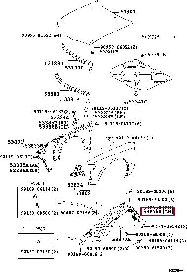 Toyota 53876-12220 Liner, front fender, lh 5387612220: Dobra cena w Polsce na 2407.PL - Kup Teraz!