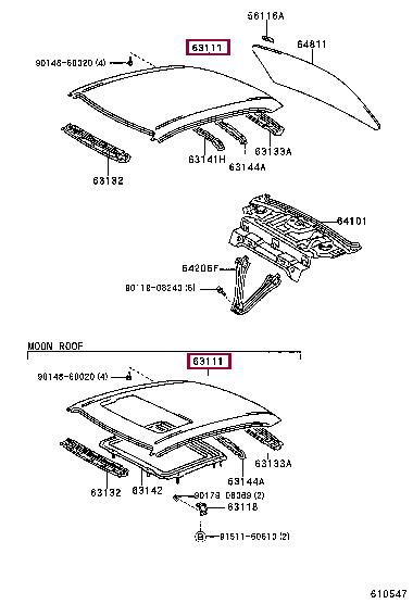 Toyota 63111-02080 Дах 6311102080: Приваблива ціна - Купити у Польщі на 2407.PL!