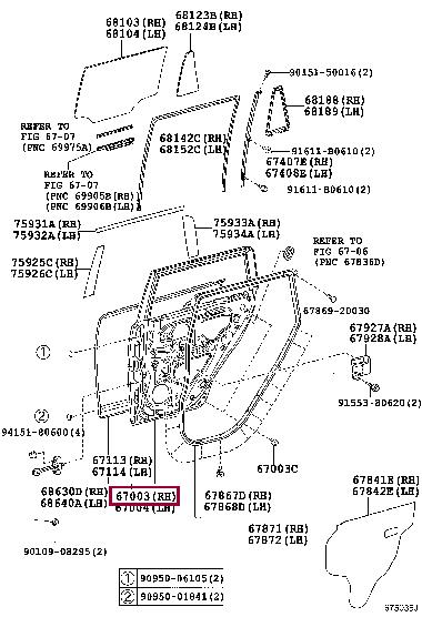 Toyota 67003-12A80 Rear right door trim 6700312A80: Buy near me in Poland at 2407.PL - Good price!