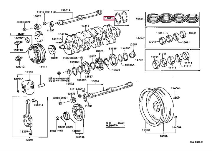 Toyota 11011-67020 Напівкільця валу колінчастого 1101167020: Приваблива ціна - Купити у Польщі на 2407.PL!