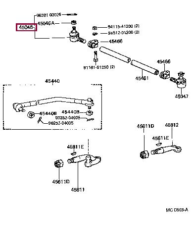 

końcówka poprzecznego drążka kierowniczego 4504629315 Toyota