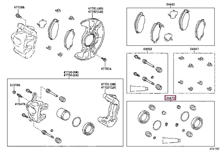 Toyota 04478-05050 Zestaw naprawczy, zacisk hamulca 0447805050: Dobra cena w Polsce na 2407.PL - Kup Teraz!