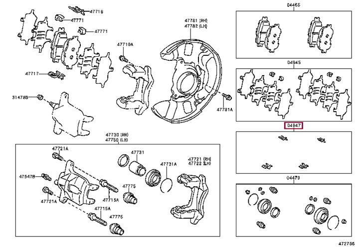 Toyota 04947-20120 Montagesatz für Bremsbacken 0494720120: Bestellen Sie in Polen zu einem guten Preis bei 2407.PL!