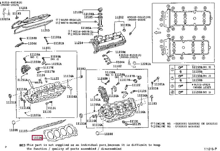 Toyota 11116-50040 Gasket, cylinder head 1111650040: Buy near me in Poland at 2407.PL - Good price!