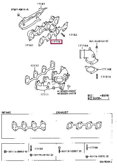 Toyota 17173-54030 Exhaust manifold dichtung 1717354030: Buy near me in Poland at 2407.PL - Good price!