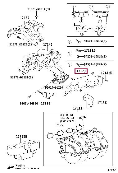 Toyota 17173-75040 Exhaust manifold dichtung 1717375040: Buy near me in Poland at 2407.PL - Good price!