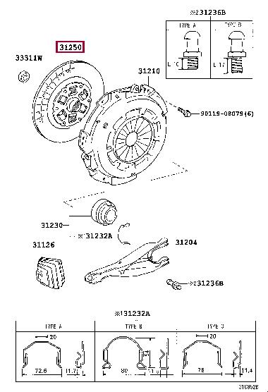 Toyota 31250-26191 Tarcza sprzęgła 3125026191: Dobra cena w Polsce na 2407.PL - Kup Teraz!