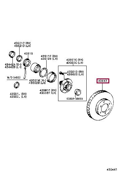 Toyota 43512-0C010 Front brake disc 435120C010: Buy near me in Poland at 2407.PL - Good price!