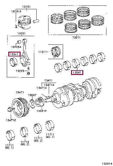 Toyota 13041-20011-03 Panewki korbowodowe 130412001103: Dobra cena w Polsce na 2407.PL - Kup Teraz!