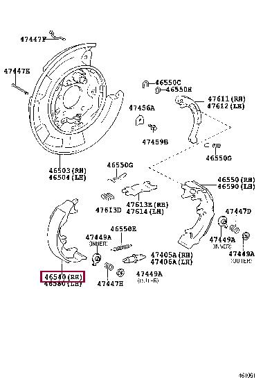 Toyota 46540-0T010 Колодки гальмівні стояночного гальма 465400T010: Приваблива ціна - Купити у Польщі на 2407.PL!