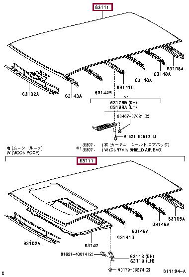 Toyota 63111-42110 Дах 6311142110: Приваблива ціна - Купити у Польщі на 2407.PL!