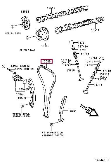 Toyota 13506-0D010 Timing chain 135060D010: Buy near me in Poland at 2407.PL - Good price!