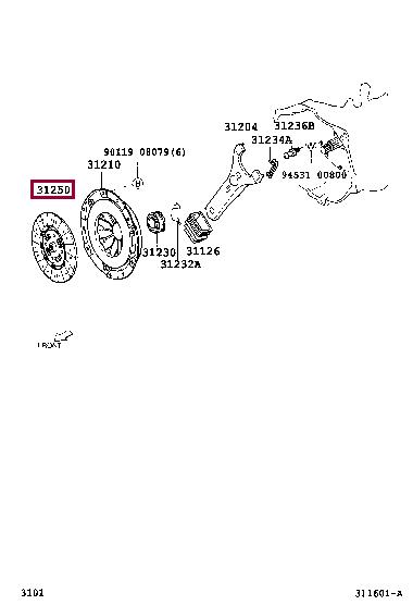 Toyota 31250-B4010 Clutch disc 31250B4010: Buy near me in Poland at 2407.PL - Good price!