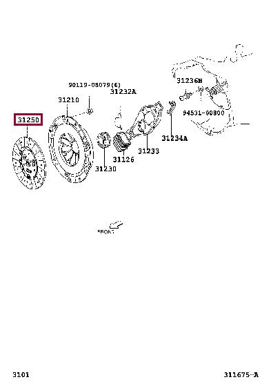 Toyota 31250-BZ080 Clutch disc 31250BZ080: Buy near me at 2407.PL in Poland at an Affordable price!