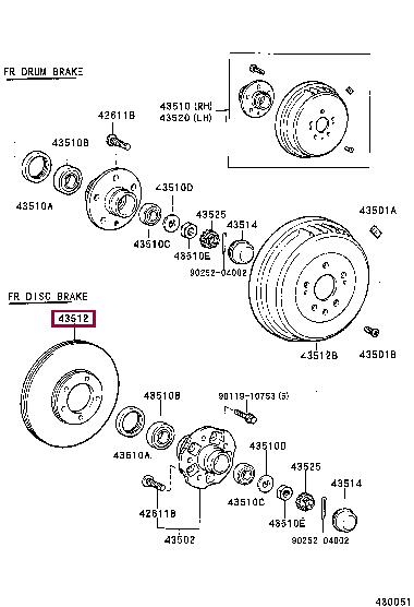 Toyota 43512-26090 Front brake disc ventilated 4351226090: Buy near me in Poland at 2407.PL - Good price!