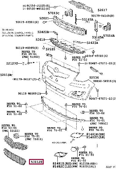 Toyota 53112-0D140 Stoßstangengrill vorne 531120D140: Kaufen Sie zu einem guten Preis in Polen bei 2407.PL!