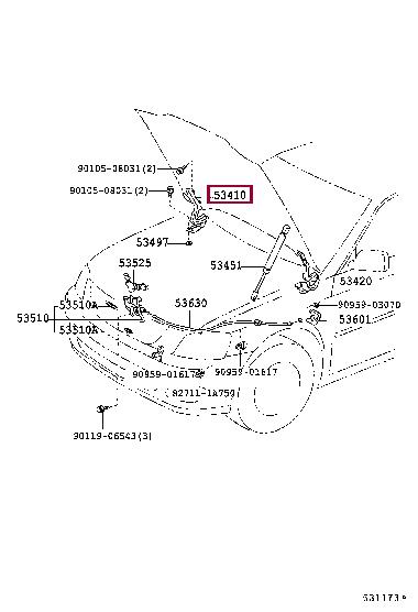 

pętla kaptur prawa 5341033120 Toyota