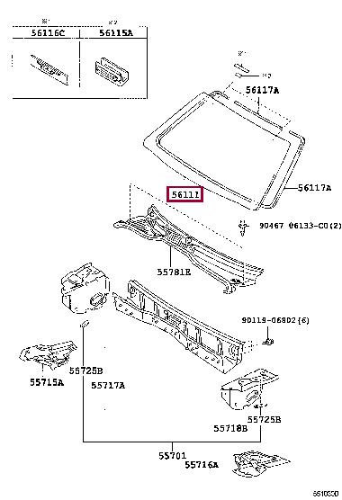 Toyota 56111-60471 Стекло ветровое 5611160471: Отличная цена - Купить в Польше на 2407.PL!