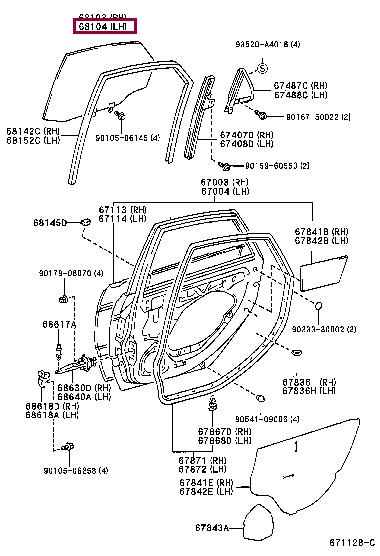 Toyota 68104-05060 Скло бічне 6810405060: Приваблива ціна - Купити у Польщі на 2407.PL!