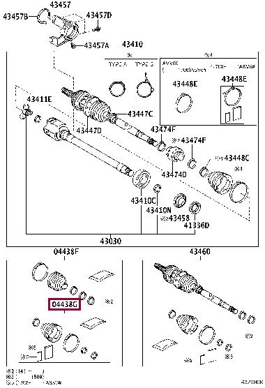 

osłona przeciwpyłowa wału napędowego 0443733070 Toyota