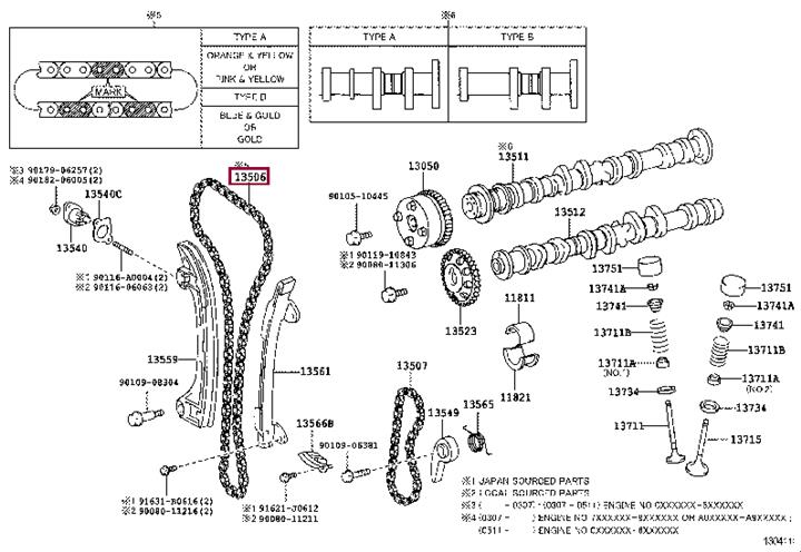 Toyota 13506-0H011 Timing chain 135060H011: Buy near me in Poland at 2407.PL - Good price!