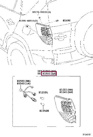 Toyota 81561-42090 Lampa tylna lewa 8156142090: Dobra cena w Polsce na 2407.PL - Kup Teraz!