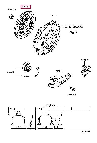 Toyota 31250-35233 Clutch disc 3125035233: Buy near me in Poland at 2407.PL - Good price!