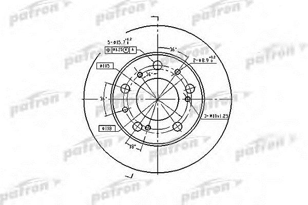 Patron PBD1118 Unventilated front brake disc PBD1118: Buy near me in Poland at 2407.PL - Good price!