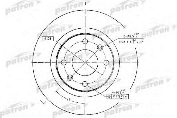 Patron PBD1220 Front brake disc ventilated PBD1220: Buy near me in Poland at 2407.PL - Good price!