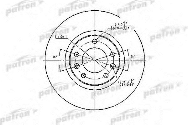Patron PBD1225 Front brake disc ventilated PBD1225: Buy near me in Poland at 2407.PL - Good price!